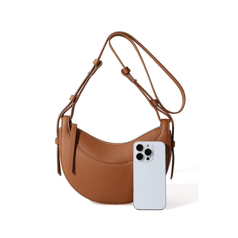 Pebbled Leather Crescent Bag