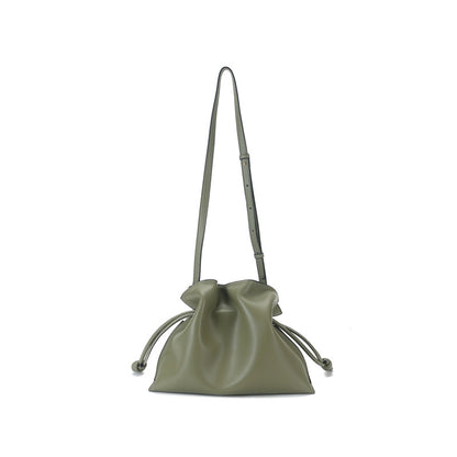 Pleated Leather Top-Handle Bag