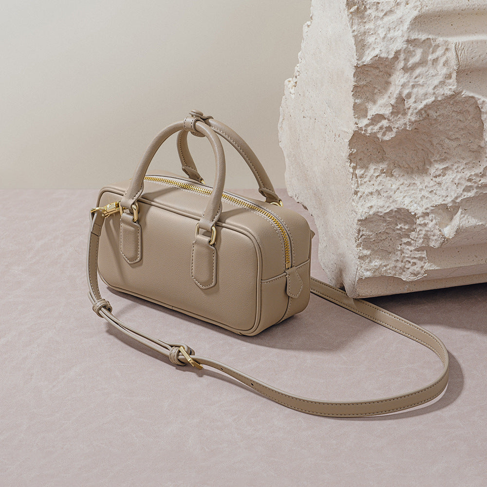 Leather Bowling Boston Bag