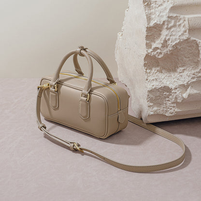 Leather Bowling Boston Bag