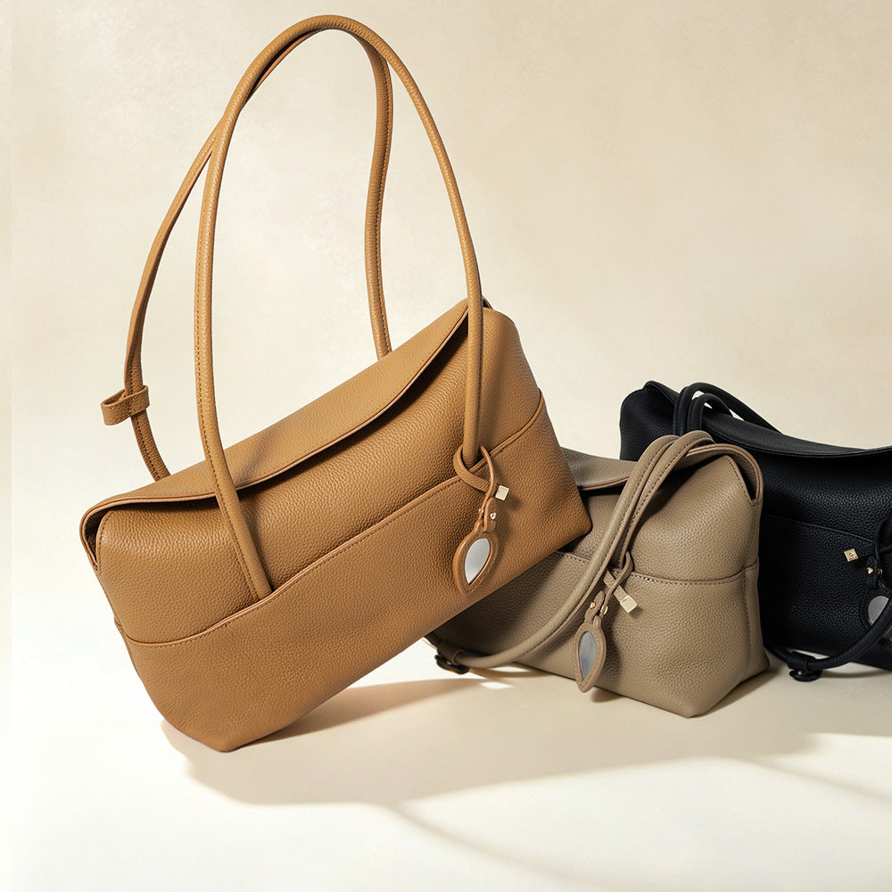 Korean-Style Leather Tote Handbag