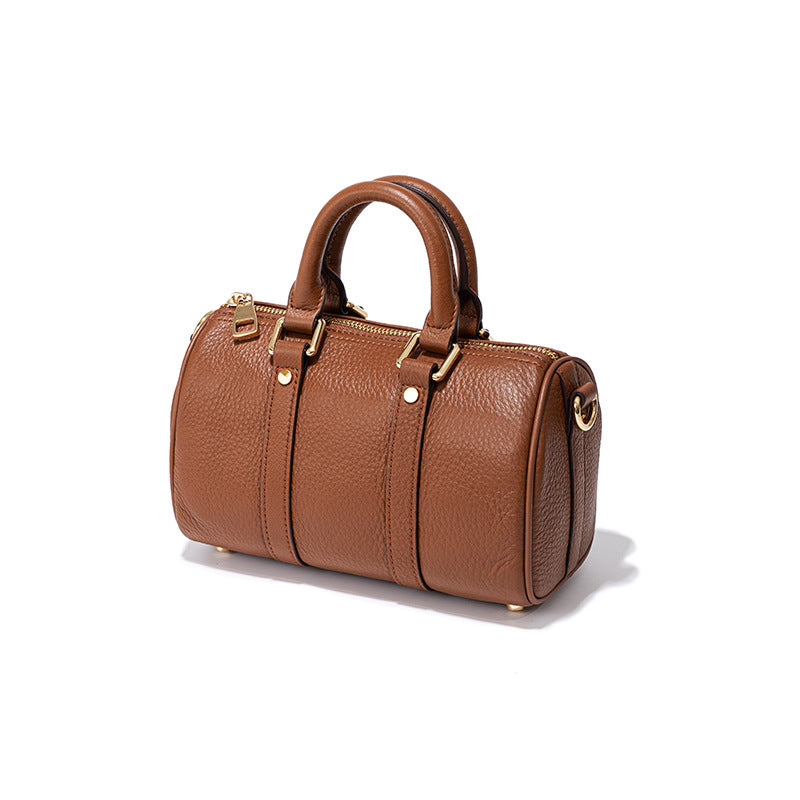 Vintage Leather Boston Pillow Bag