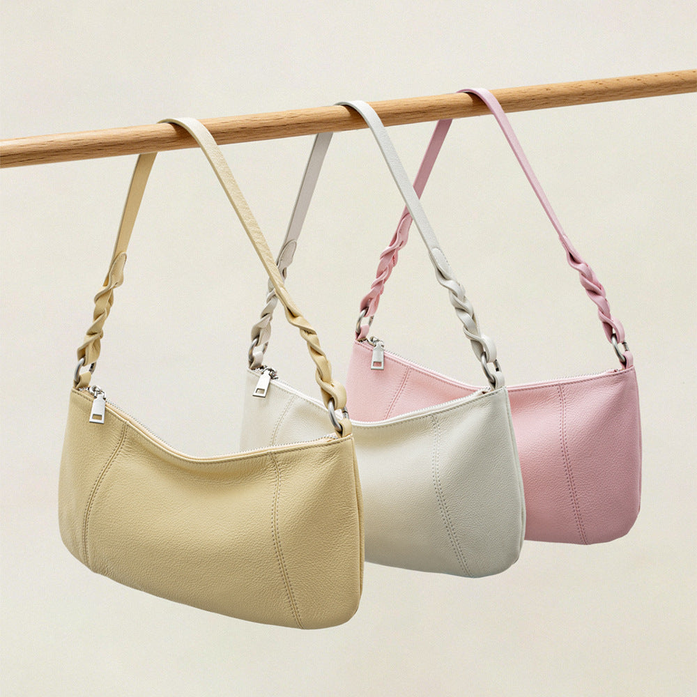 Cowhide Underarm Top-Handle Bag