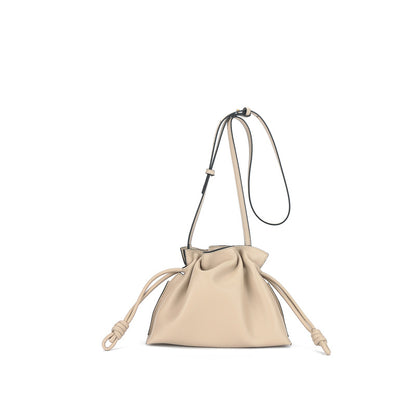 Small Drawstring Leather Bucket Bag