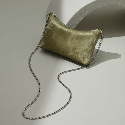 Satin & Leather Chain Bag