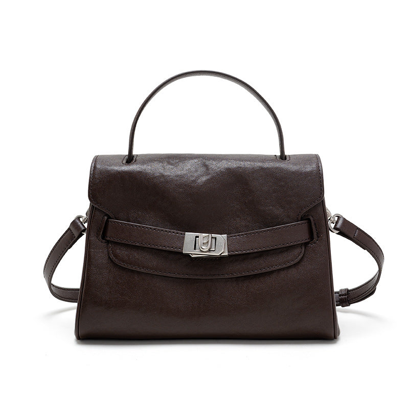 Two-Tone Leather Flap Handbag