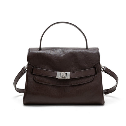 Two-Tone Leather Flap Handbag