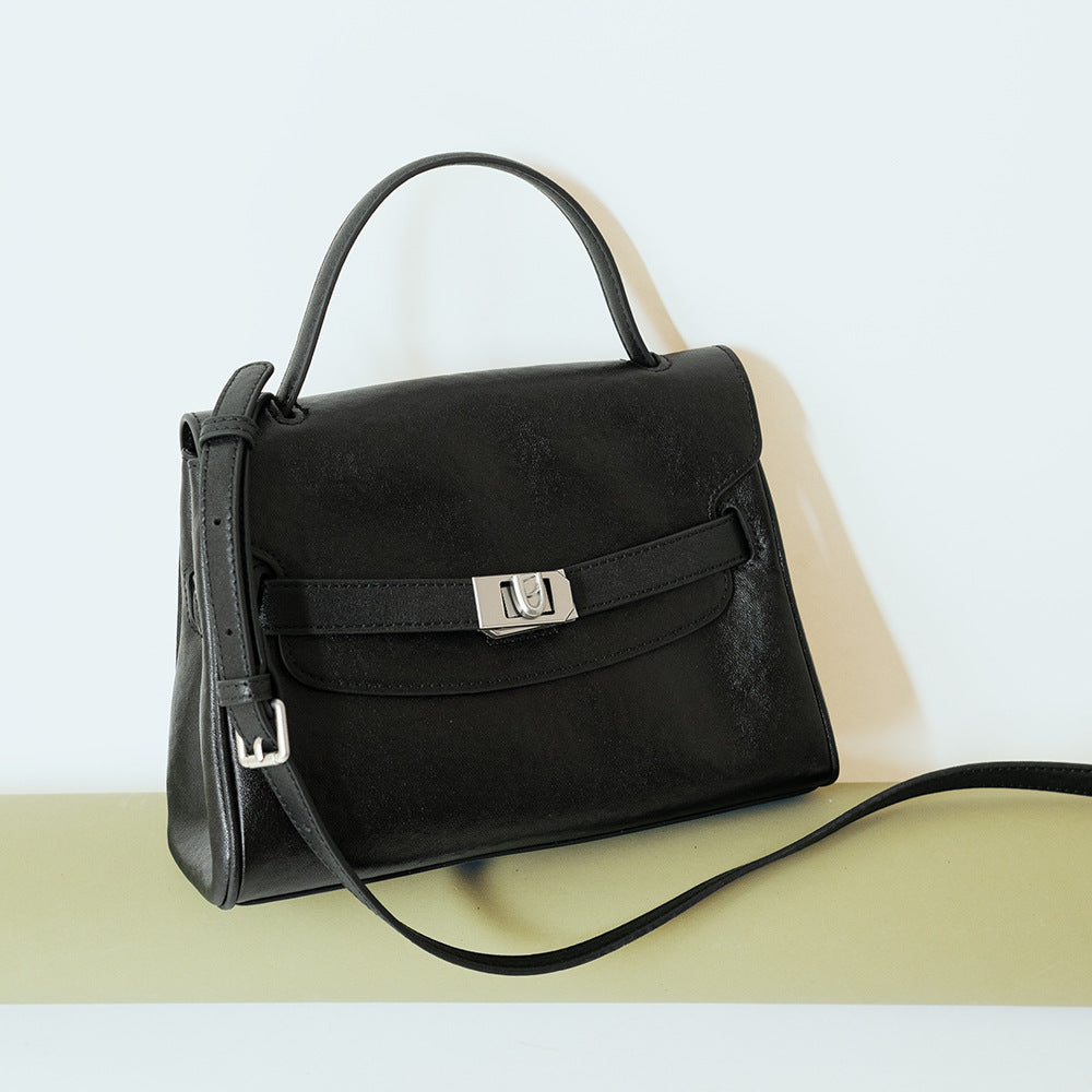 Two-Tone Leather Flap Handbag
