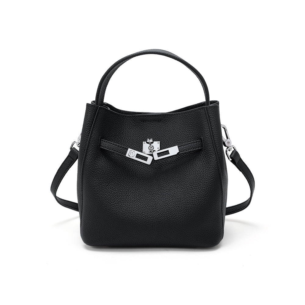 Cowhide Basket Bucket Crossbody