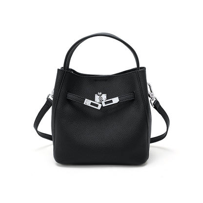 Cowhide Basket Bucket Crossbody