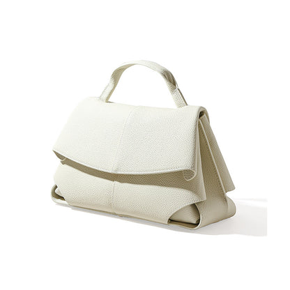 Push-Lock Leather Handbag