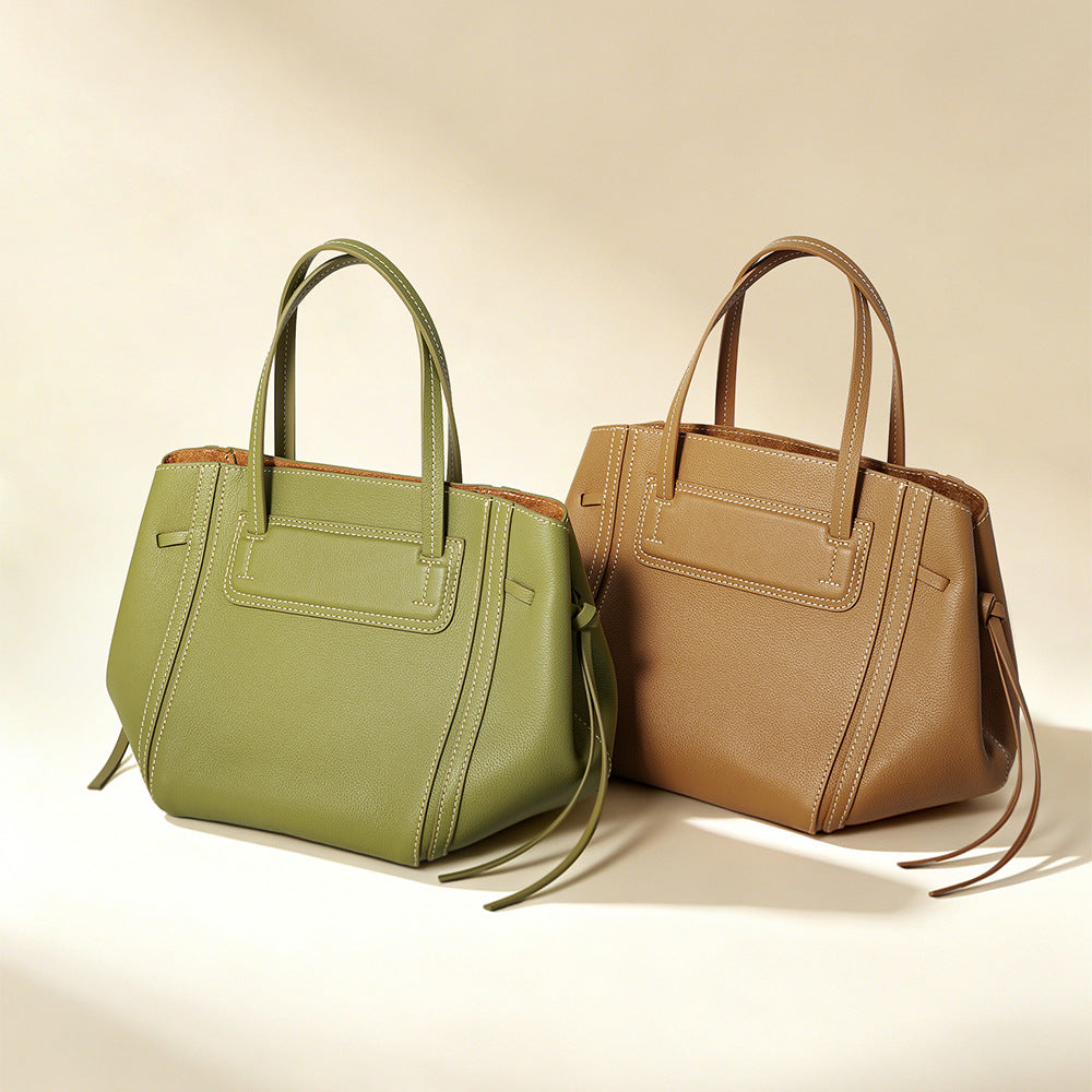 Cowhide Leather Tote with Strap