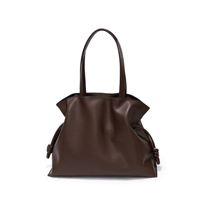 Pleated Leather Drawstring Tote