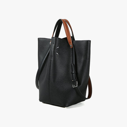 Large Leather Basket Tote