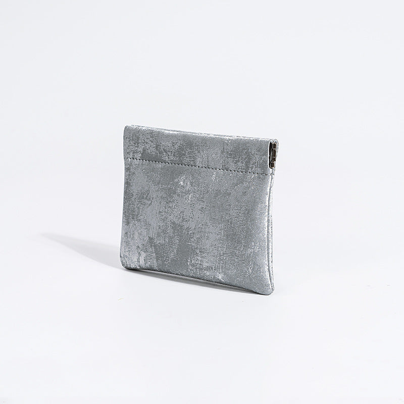 Satin & Leather Snap Coin Pouch