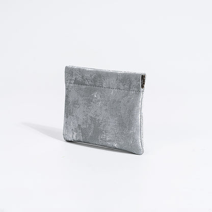 Satin & Leather Snap Coin Pouch