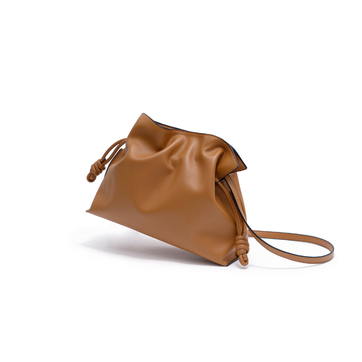 Pleated Leather Top-Handle Bag