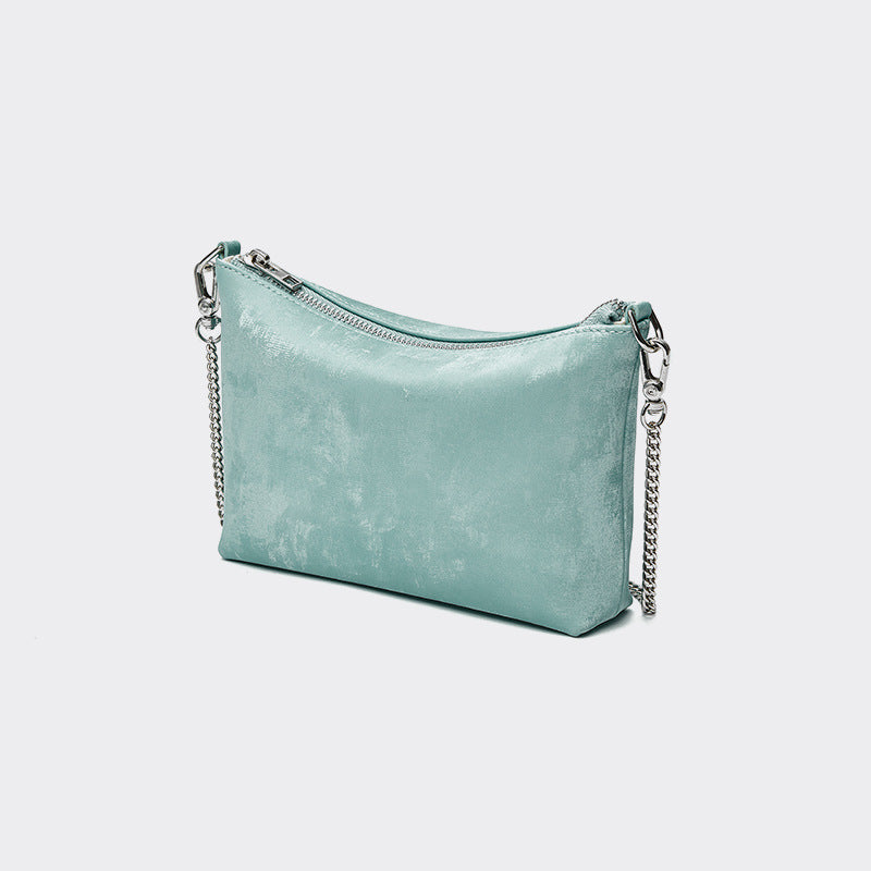 Satin & Leather Chain Bag