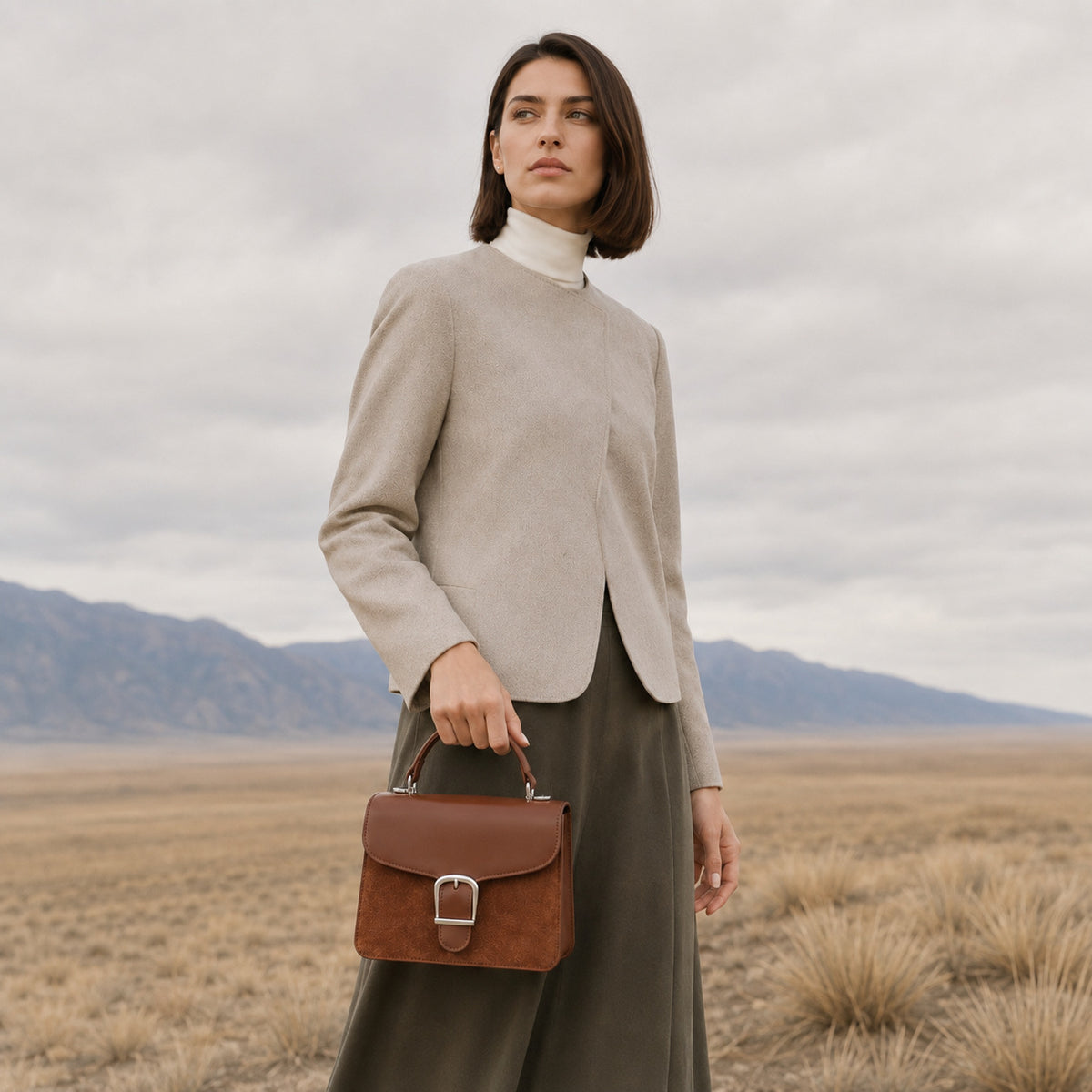 Two-Tone Matte Square Bag