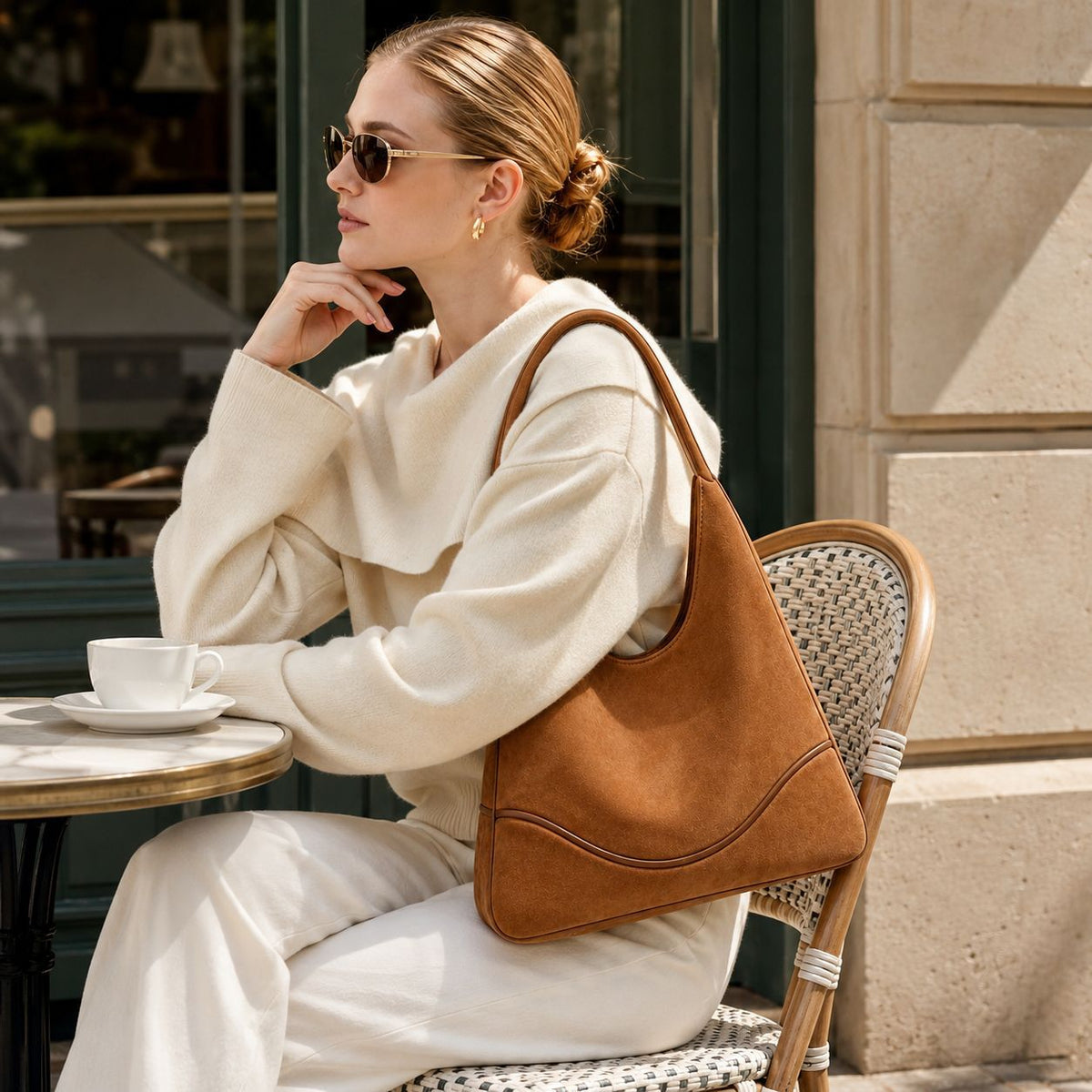 Nubuck Underarm Handbag
