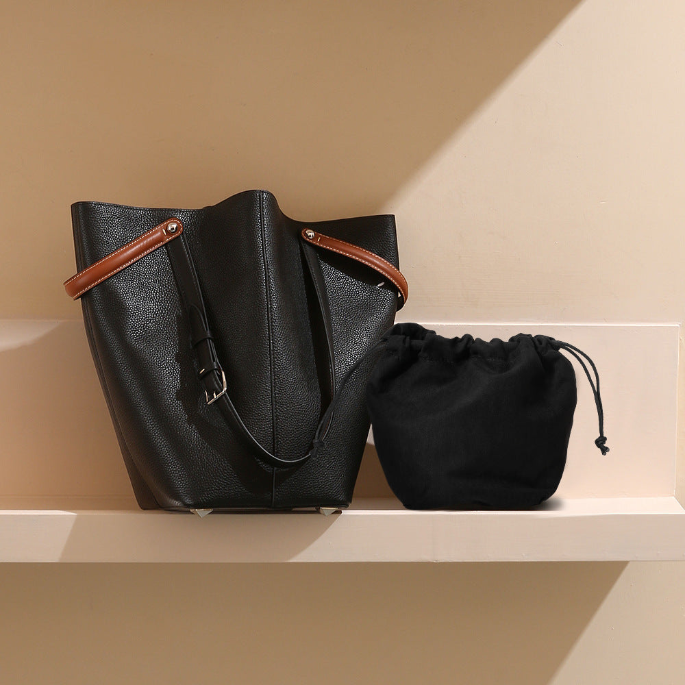 Large Leather Basket Tote