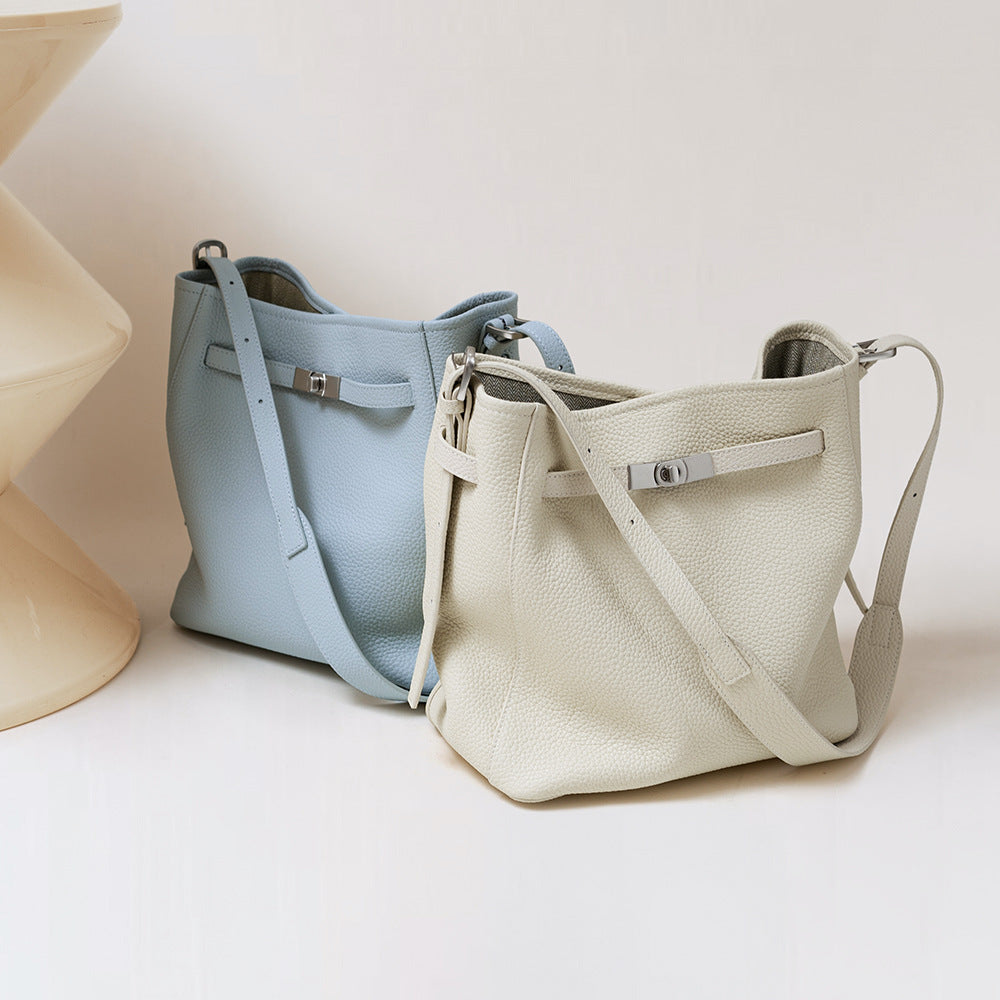 Large Leather Bucket Tote