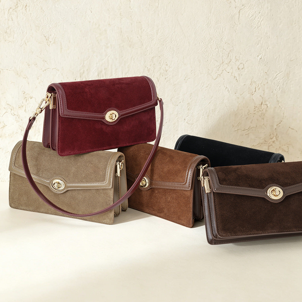 Two-Tone Nubuck Envelope Clutch