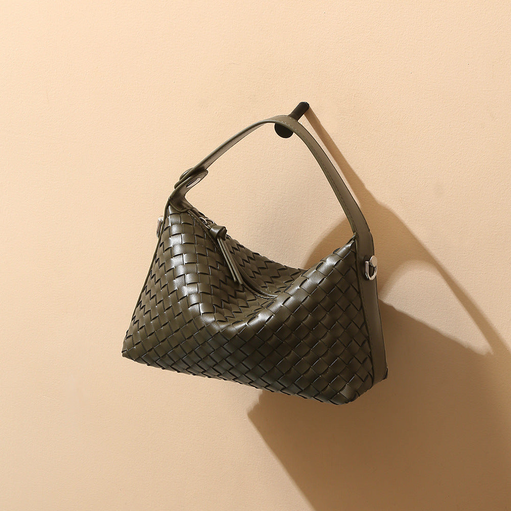Woven Leather Dumpling Bag