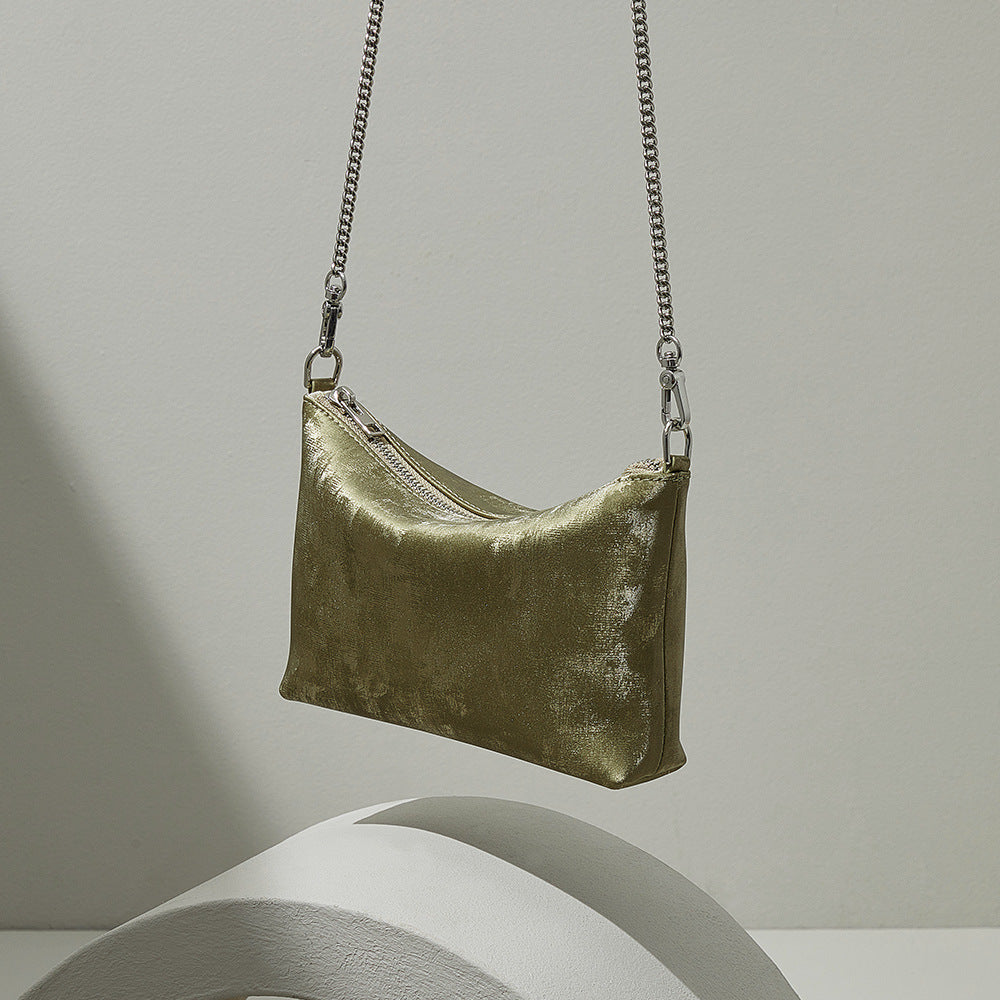 Satin & Leather Chain Bag