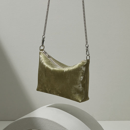 Satin & Leather Chain Bag