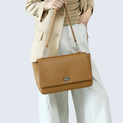 Lock-Flap Leather Tote