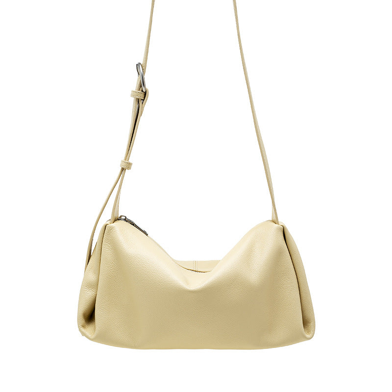 Wide-Strap Leather Pillow Bag
