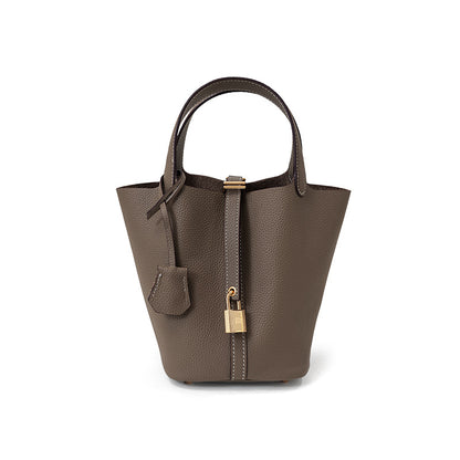 Leather Basket Bucket Bag