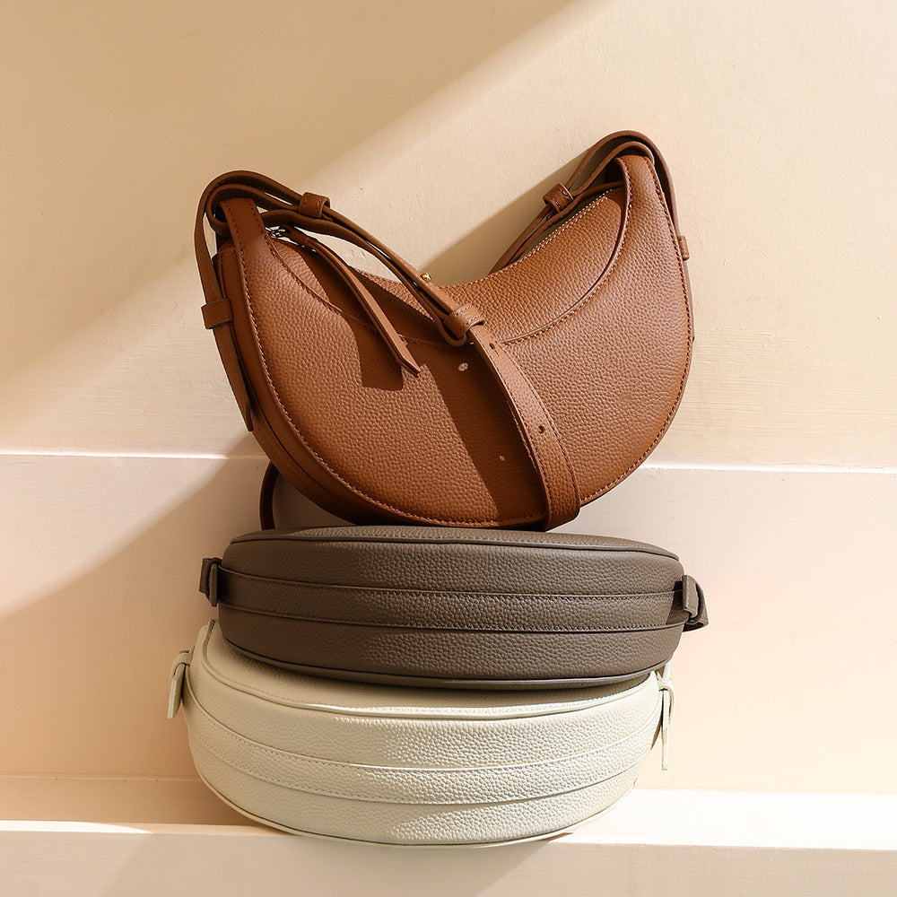 Pebbled Leather Crescent Bag