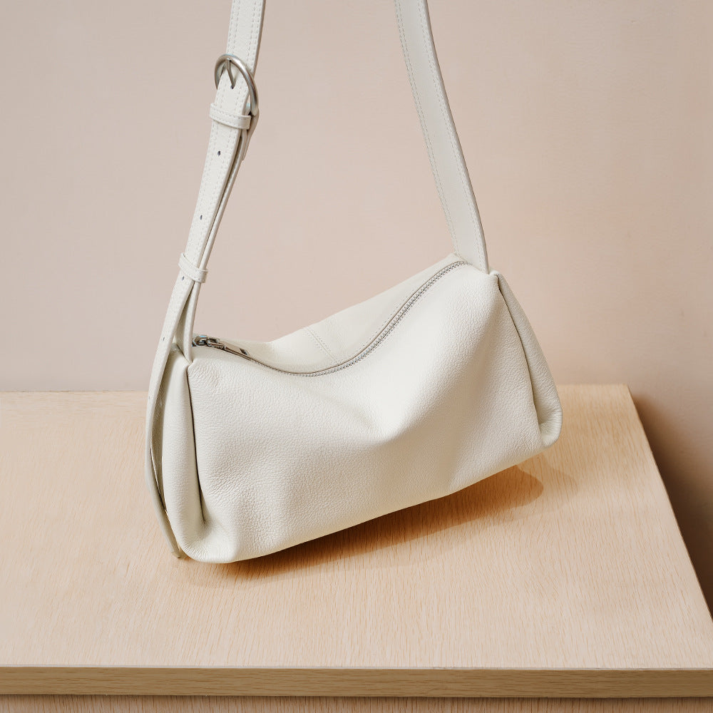 Wide-Strap Leather Pillow Bag