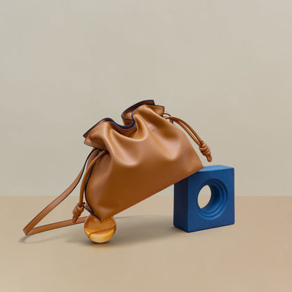 Pleated Leather Top-Handle Bag