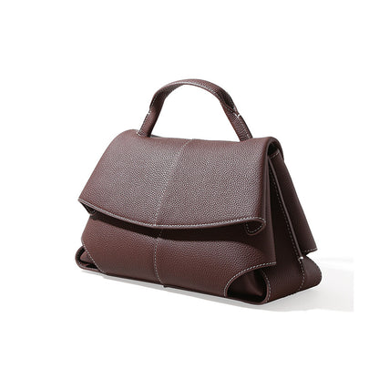 Push-Lock Leather Handbag