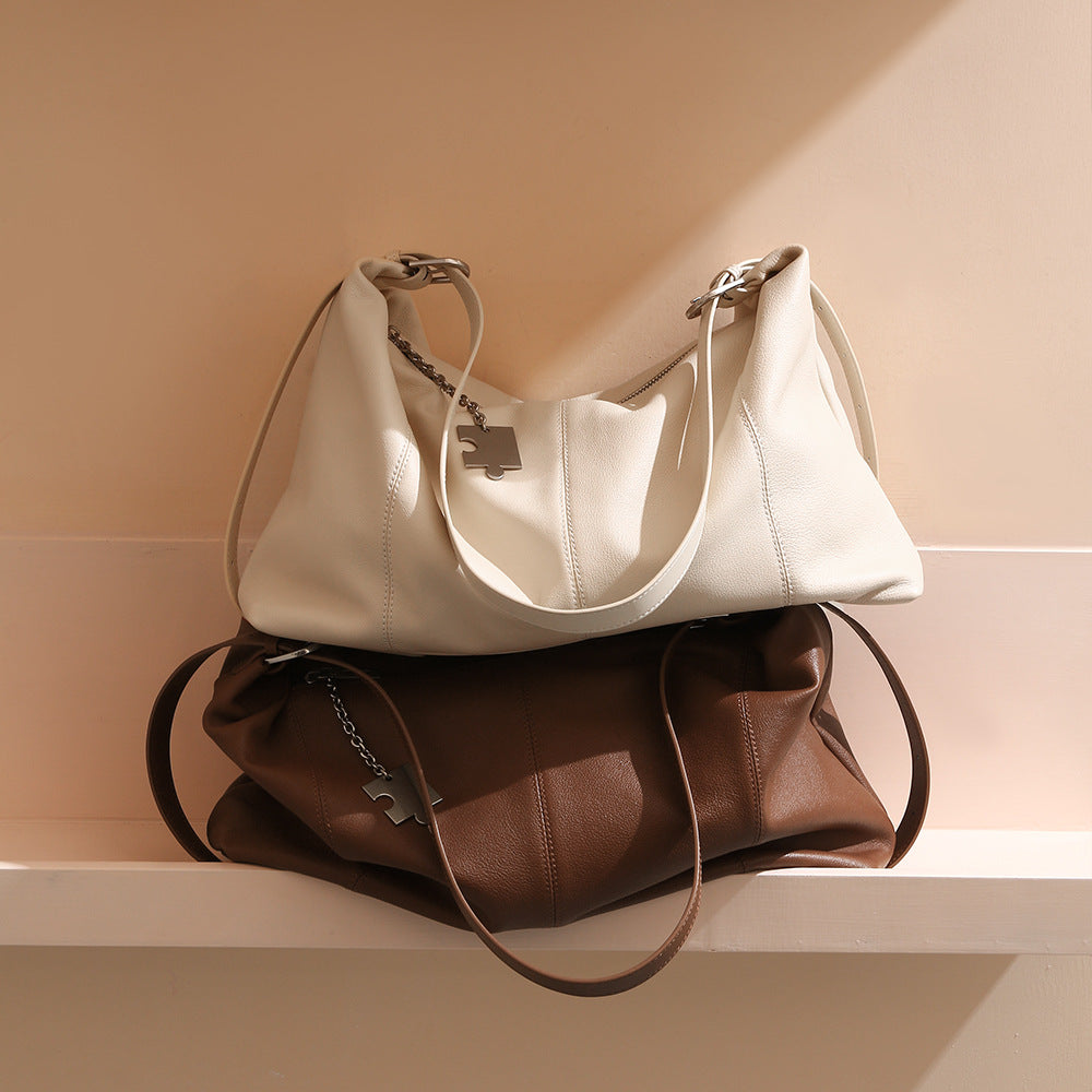 Grained Leather Large Tote