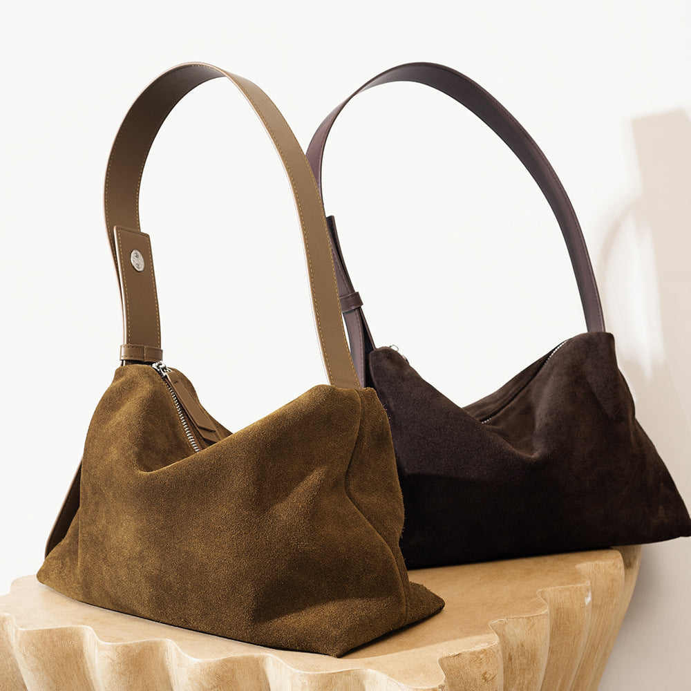 Glossy Nubuck Leather Tote