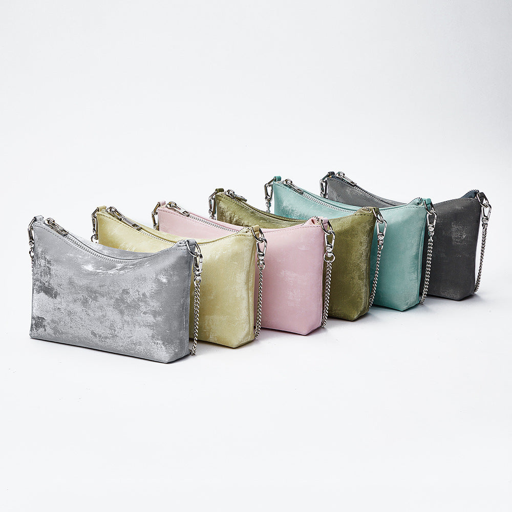 Satin & Leather Chain Bag