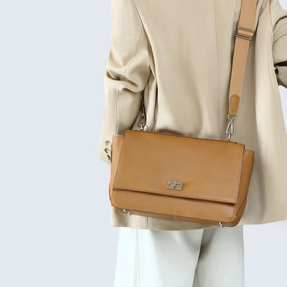 Lock-Flap Leather Tote