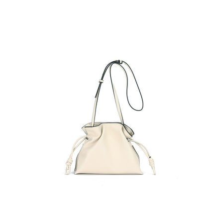 Small Drawstring Leather Bucket Bag