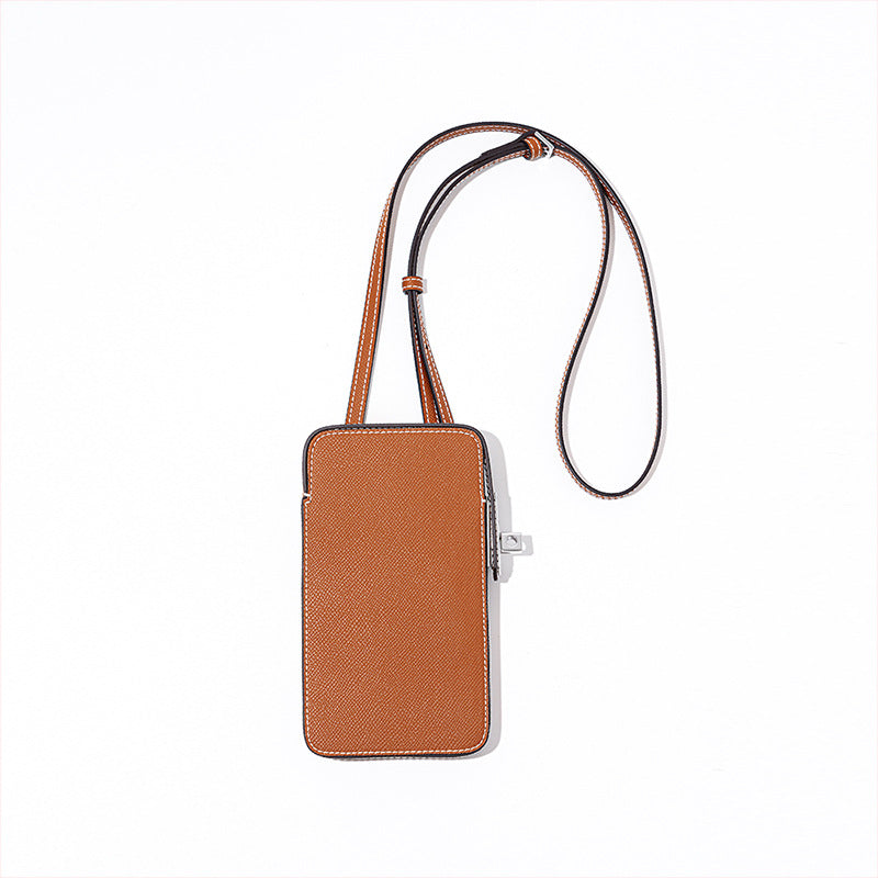 Pebbled Leather Box Phone Bag