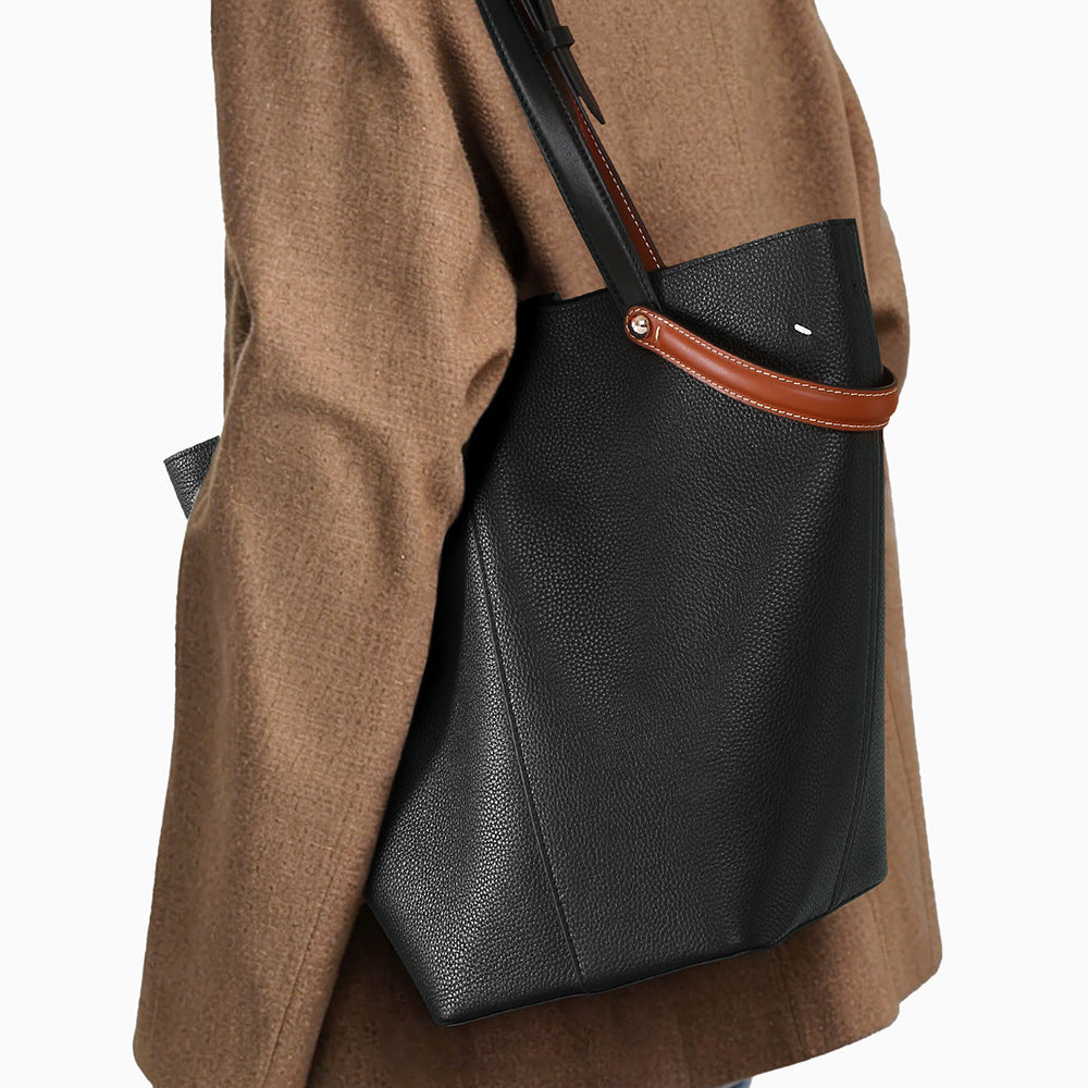 Large Leather Basket Tote