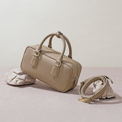 Leather Bowling Boston Bag