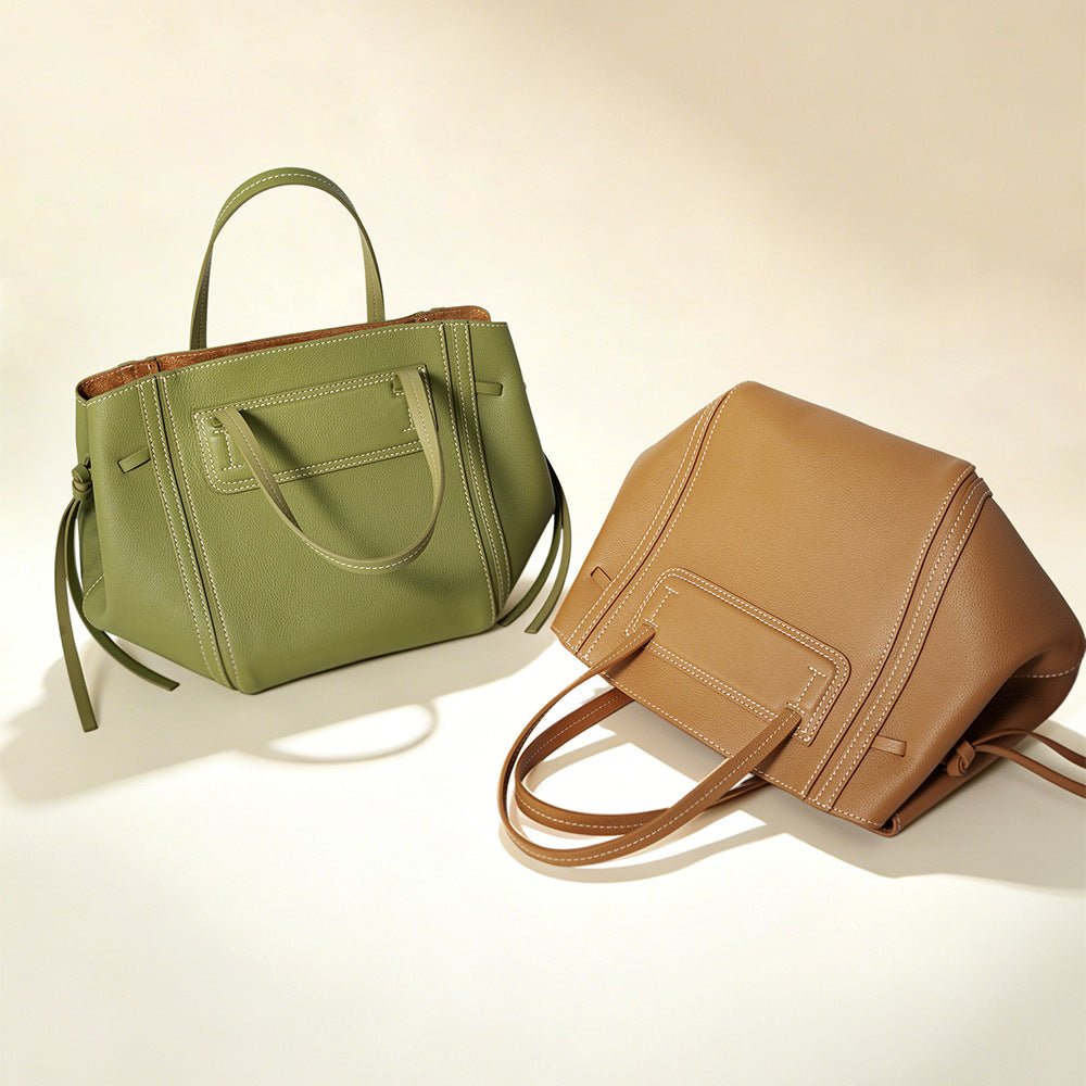 Cowhide Leather Tote with Strap