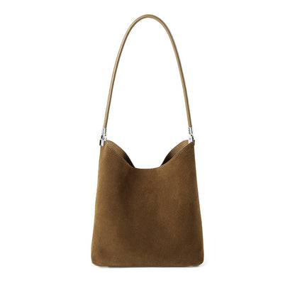Cowhide Leather Bucket Handbag