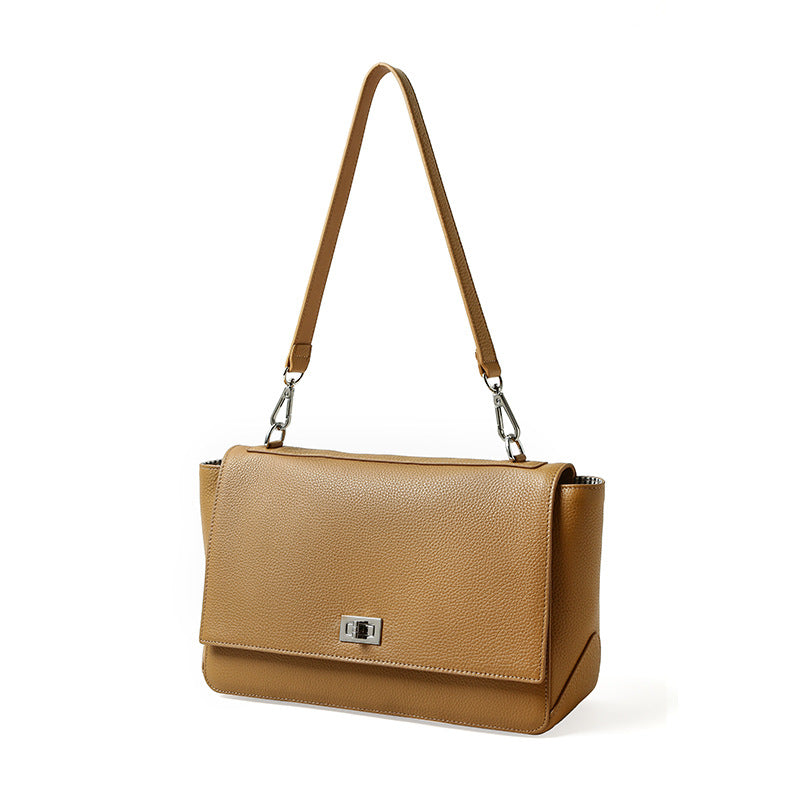 Lock-Flap Leather Tote